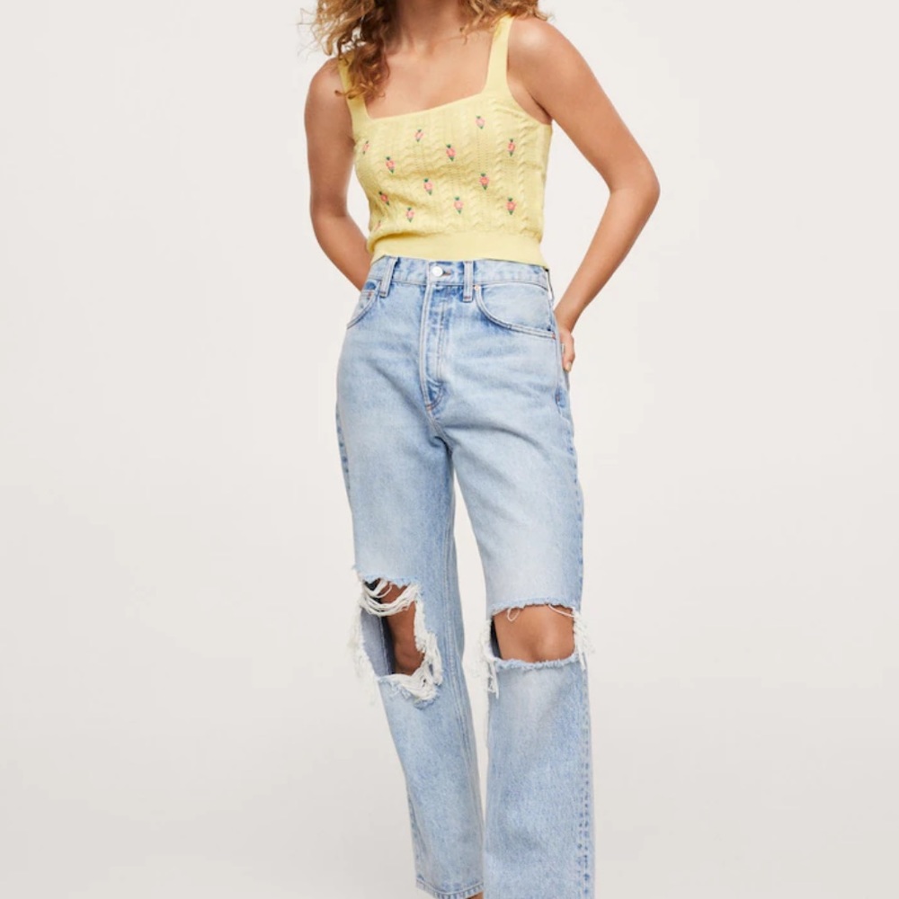 NEW! Mango | Flowers knitted crop top - Picture 2 of 5